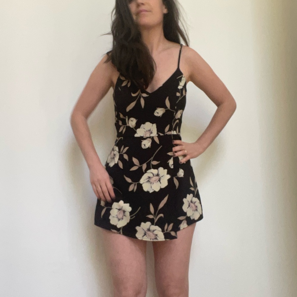 Black and floral skirt / romper